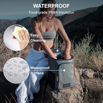 SPARTER Backpack Cooler Insulated Leak Proof 33/49 Cans, 2 Insulated Compartments Thermal Bag, Portable Lightweight Beach Travel Camping Lunch Backpack for Men and Women