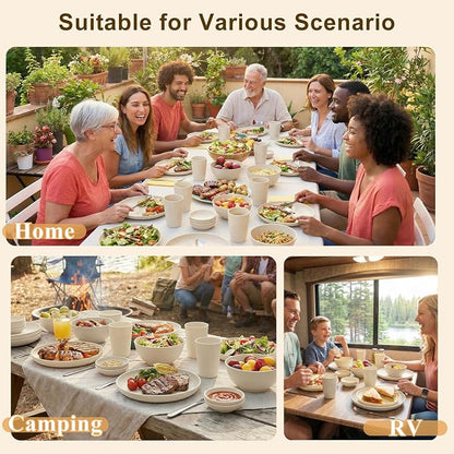 Dishes Set for 8, Wheat Straw Dinnerware Sets 40 Piece, Unbreakable Bowls and