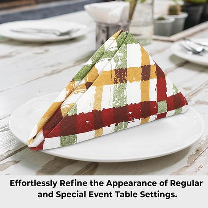 Urban Villa Cloth Napkins Autumn Prints Dinner Napkins Set of 12 20X20 100% Cotton Absorbent Washable Durable Reusable Cloth Napkins Ideal for Farmhouse Party Thanksgiving Harvest Fall Dinner Napkins