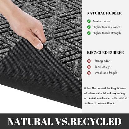 Yimobra Large Door Mat 47x24, All-Weather Waterproof Non-Slip Welcome Matt Outdoor, Heavy Duty Non Slip Doormat for Entryway for Patio and Garage Indoor, Easy Clean, Mix Grey