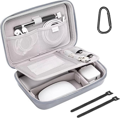 MOSISO Electronic Organizer Travel Case Compatible with MacBook Power Adapter, Compatible with Magic Mouse & Pencil, SD Card, USB Flash Disk with 4 Modular Insert & 2 Cable Tie & Snap Hook, Gray