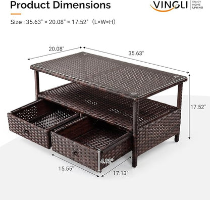 VINGLI Outdoor Wicker Coffee Table