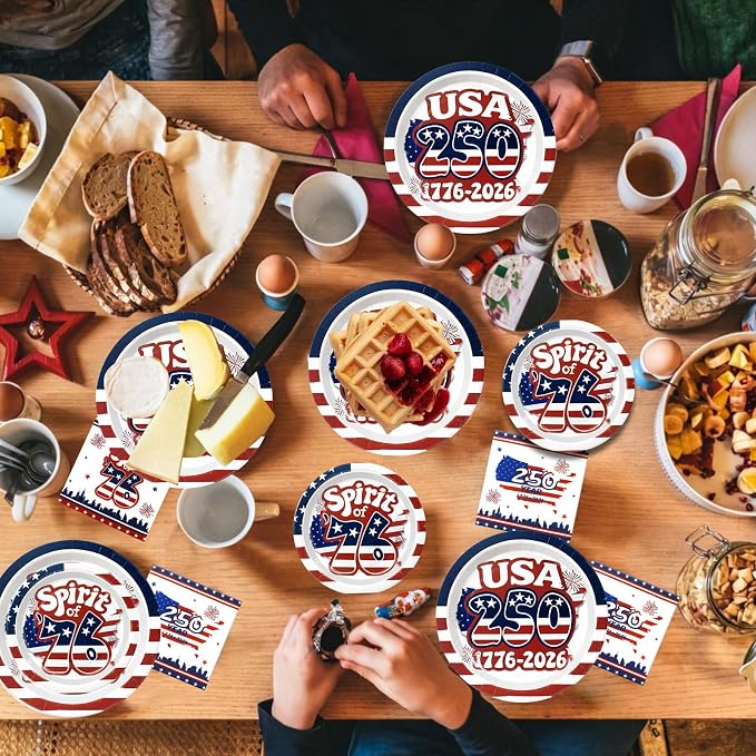 180Pcs 4th of July paper Plates and Napkins Party Supplies, Serve 60 |