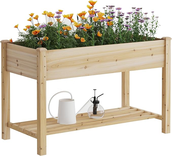 FILWH Raised Garden Bed with Legs Elevated Wooden Planter Box Stand Large