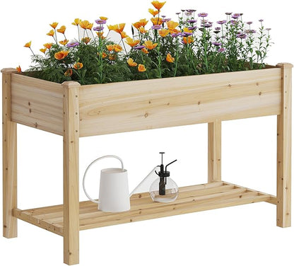 FILWH Raised Garden Bed with Legs Elevated Wooden Planter Box Stand Large