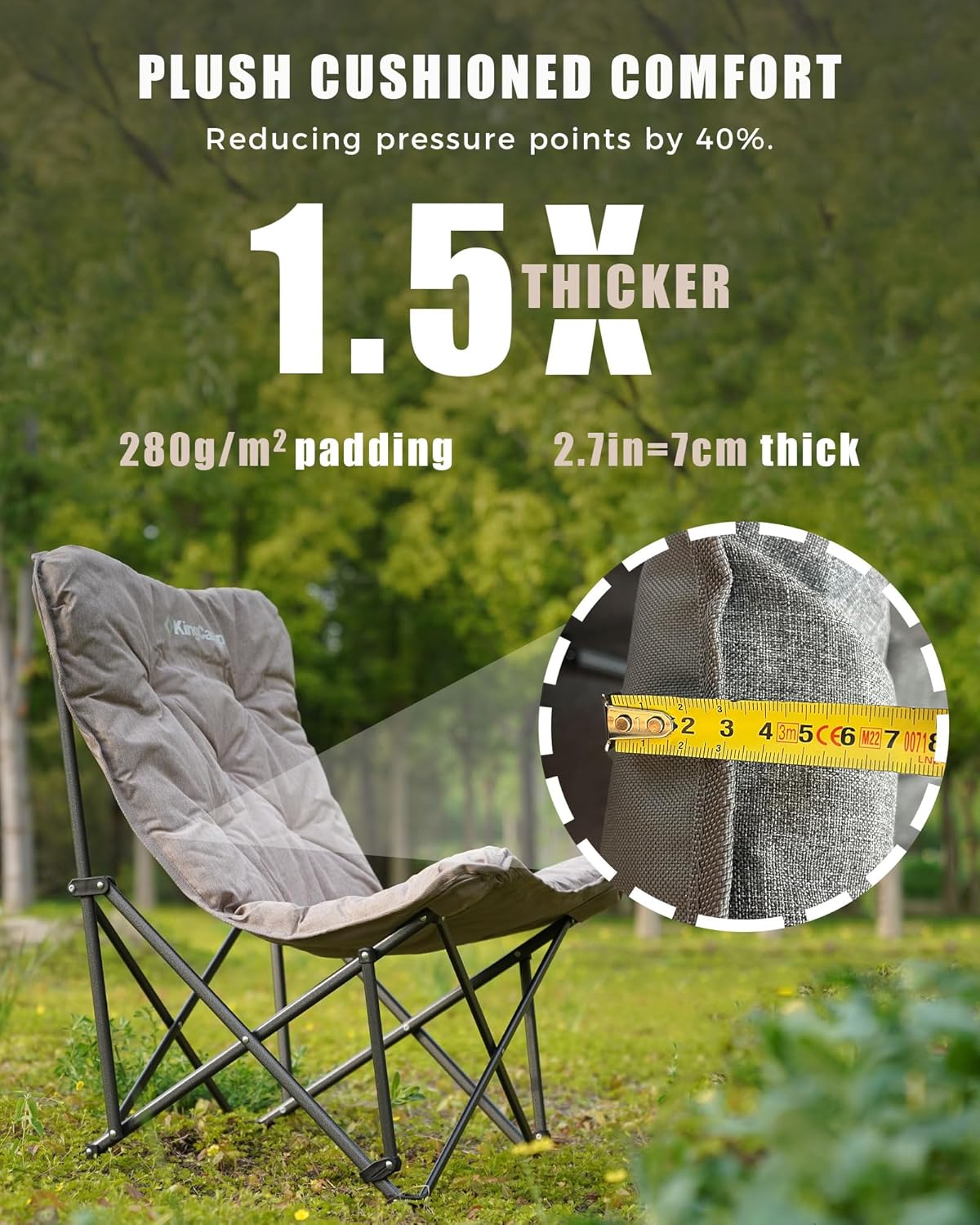 KingCamp Butterfly Chair Oversized XL Saucer Chair for Adults Padded Folding Comfy Camping Chairs for Teens Kids 300lbs Heavy Duty with High Back for Bedroom Living Room Dorm Rooms Outdoor Patio Lawn
