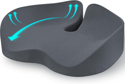 Seat Cushion for Office Chairs - Tailbone & Sciatica & Hip & Coccyx & Low Back Pain Relief Pillow - Memory Foam Pressure Relief Cushion for Long Sitting for Gaming, Compute, Desk Chair, Car Seat