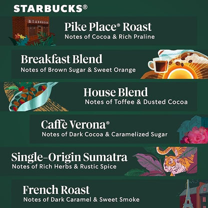 Starbucks K-Cup Coffee Pods, Starbucks Blonde, Medium and Dark Roast Hot or Iced Coffee, Variety Pack, 60 Keurig Pods