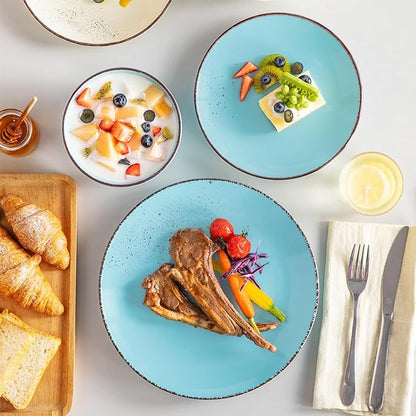 vancasso Navia Dinnerware Sets, Stoneware Plates and Bowls Sets, Dinner Salad Dessert Plates and Cereal Bowls Set, Dishes Set for 4, Spray Spot Patterned, Multi-Color
