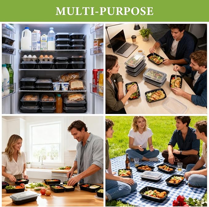 90 Pack 28 oz Meal Prep Containers Reusable with Lids, BPA-Free Single Compartment Food Containers, Durable & Stackable To-Go Boxes, Reusable Microwave Freezer Dishwasher Safe