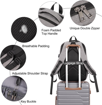 CLUCI Laptop Backpack for Men Women School Backpack College Bookbag for Men Water Resistant Travel Work Backpacks Fits 15.6" Laptop Business Computer Bag with USB Charging Port Grey