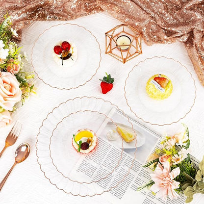 YOUBET 60PCS Rose Gold Plastic Plates