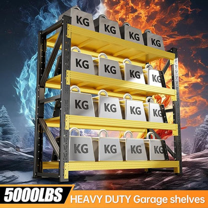 60" W Storage Shelves Heavy Duty, 4 Tier Metal Garage Shelving Units, 5000LBS Heavy Duty Adjustable Shelf, Garage Storage Rack, Industrial Shelving for Shop, Warehouse,60" W x 24" D x 79" H