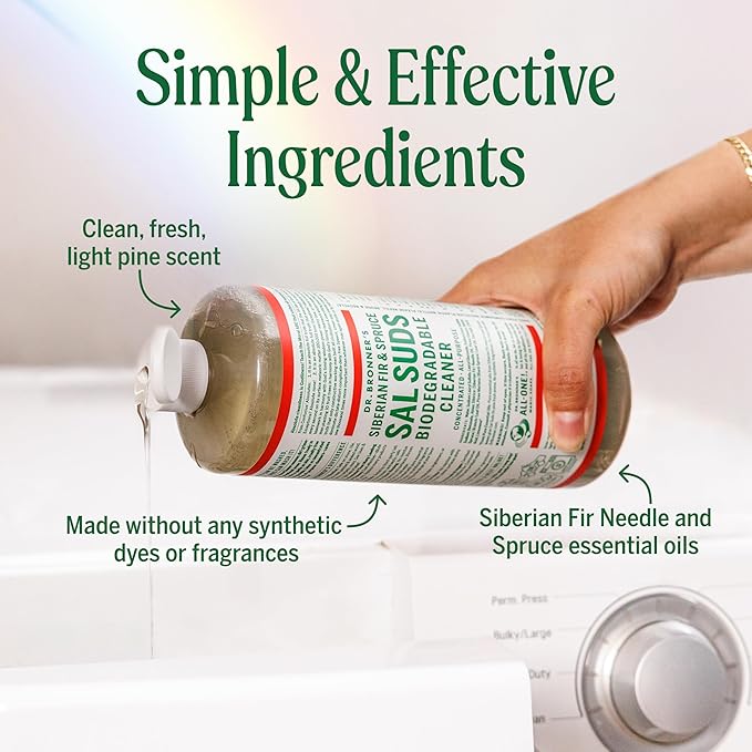 Dr. Bronner's - Sal Suds Biodegradable Cleaner (32oz, 2-Pack) – Concentrated All Purpose Cleaning Solution & Mop Soap, For Floors, Laundry & Dishes – Powerful Formula Made with Plant-Based Surfactants