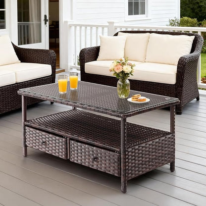 VINGLI Outdoor Wicker Coffee Table
