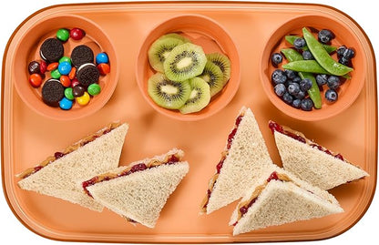 madesmart dipware 3 Bowl Serving Tray, Collapsible & Removable Dip Bowls for Charcuterie, Guacomole, Snacks, Veggies, Premium Dishwasher & Microwave Safe, Multipurpose Plate & Bowl, Terracotta