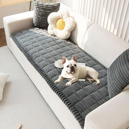 OTOB Couch Covers for 3 Cushion Sofa Pet Friendly, Plush Fuzzy Non Slip Sofa Covers Washable, Soft All Seasons Sofa Slipcovers Furniture Protector Dog Bed Mat (Dark Gray, 27.6" x 82.7")