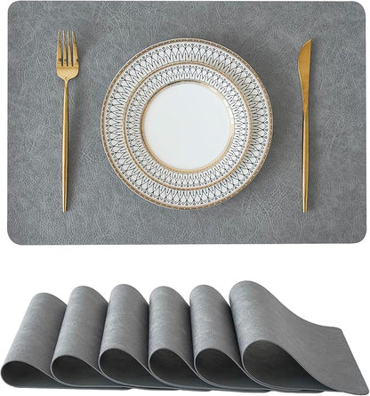 Leetaltree Reversible Faux Leather Placemats Set of 6, 12x17 Inch –