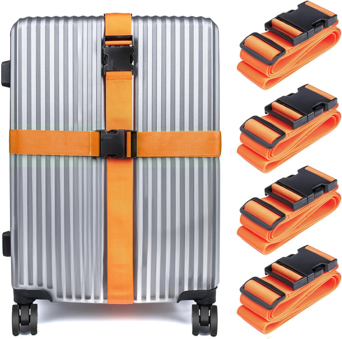 Luggage Straps for Suitcases TSA Approved, Travel Belt Suitcase Belt, Suitcase Straps TSA Approved, Luggage Belt Strap TSA Approved, Travel Straps for Luggage, Luggage Band Bag Straps, Orange