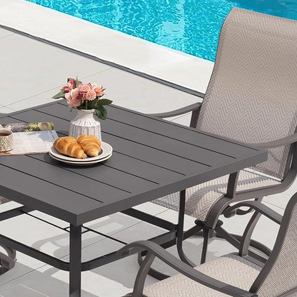 NUU GARDEN 5-Piece Outdoor Patio Dining Set, Slatted 37’’ Square Table