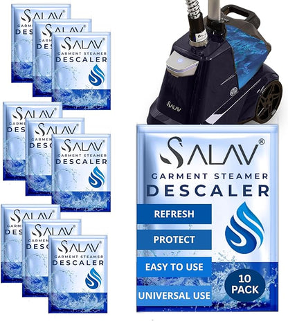 Garment Steamer Descaling Solution Decalcifier Packets for Mineral Deposits and Build-up Removal, Maintenance for Clothes, Works with all Garment Steamer Brands, Cleans Build Up, 10 packs