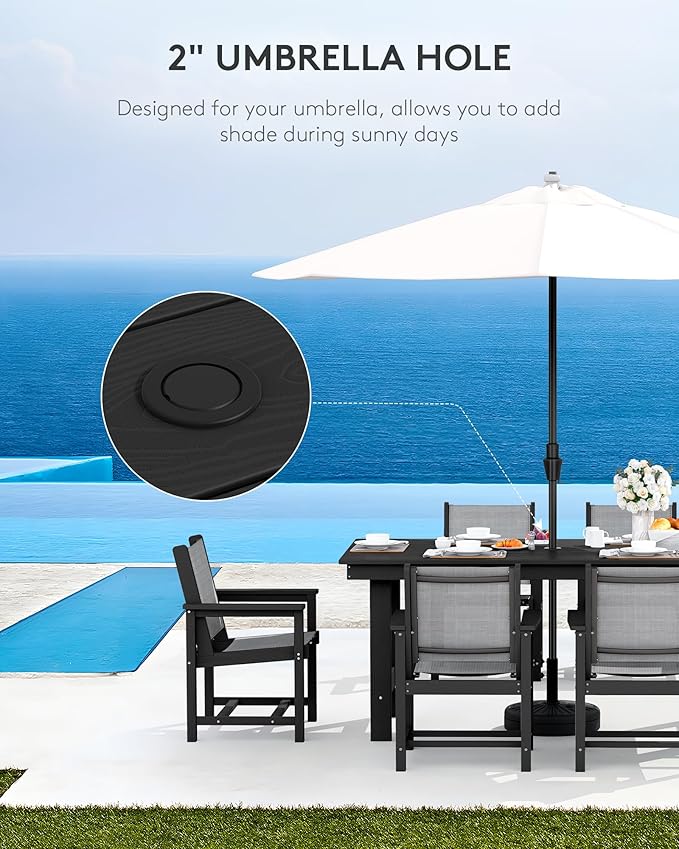 SERWALL Patio Dining Sets for 6, Outdoor HDPE Dining Set