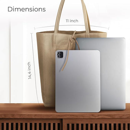 Italian Calf Leather Tote for Women with Zipper, Inner Pocket & Flat Base | Soft Unlined Shopper for Work & Travel