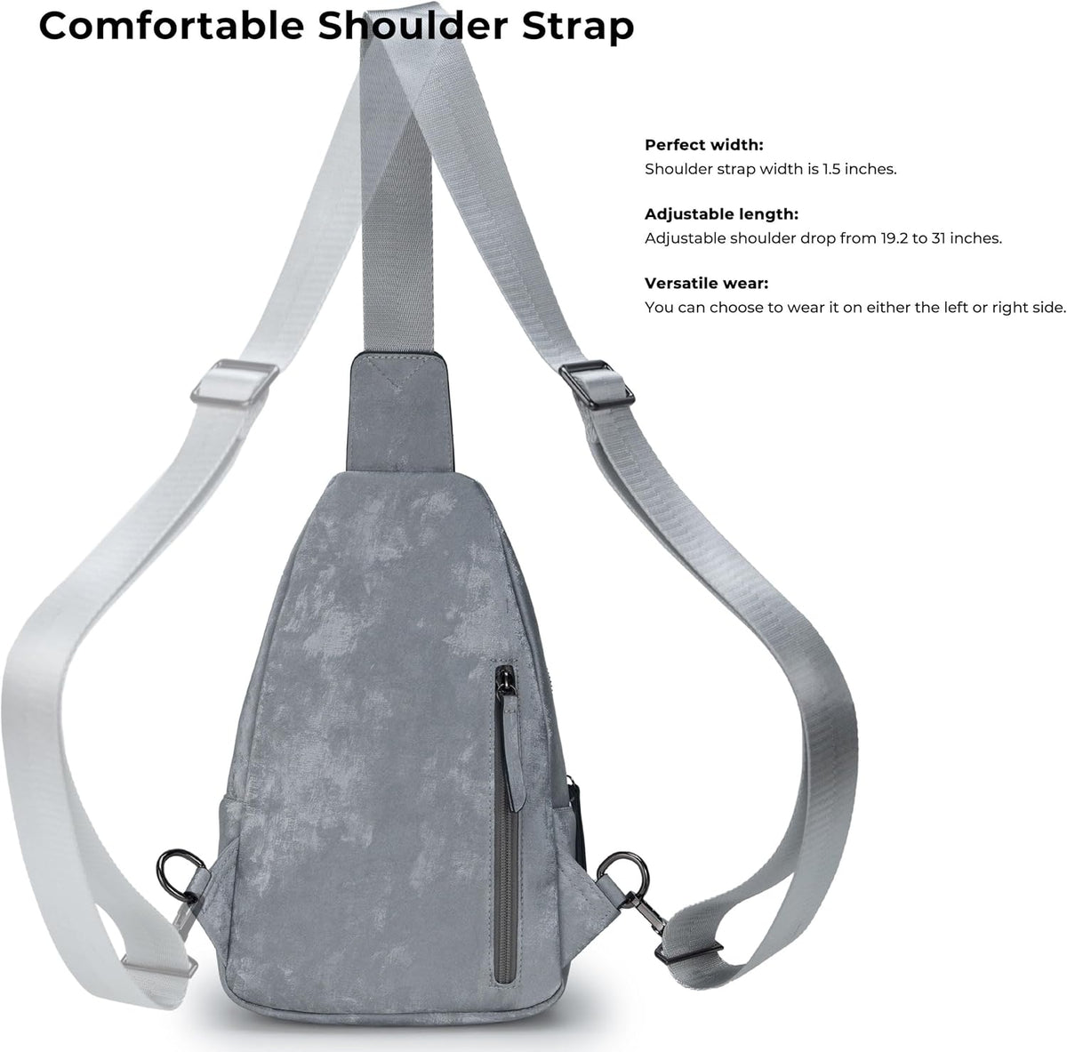 Alldaily Large Sling Bag for Women Crossbody Purse Leather Fashionable Trendy Chest Bag for Travel, Fanny Pack (Sleek Grey)