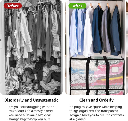 Moving Bags Heavy Duty Extra Large, Alternative for Moving Boxes & Moving Supplies,Clear Storage Bins with Lids, Plastic Packing Tote, Storage Bags for Clothes with Handles & Zippers(Clear, 10 Pack)