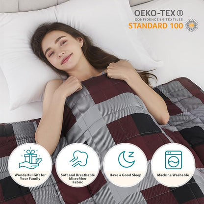L'AGRATY Weighted Blanket - 60"x80" 25lbs Cooling Breathable Heavy Blanket Microfiber Material with Glass Beads Big Blanket for Adult All-season Summer Fall Winter Soft Thick Comfort Blanket