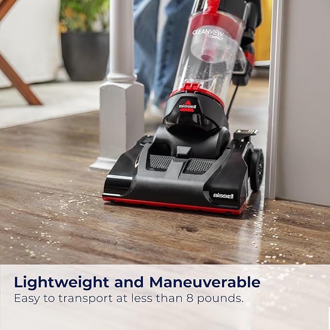Bissell CleanView Compact Upright Vacuum, Fits in Dorm Rooms & Apartments, Lightweight with Powerful Suction and Removable Extension Wand, 3508