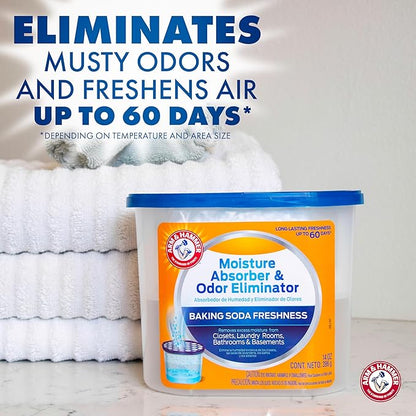 Arm & Hammer Fragrance Free Refillable Moisture Absorber and Odor Eliminator 14 oz. Tub