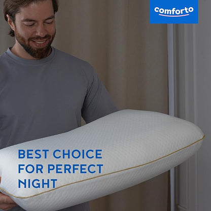Ergonomic Memory Foam Pillow for Neck Pain Relief - Ergonomic 27.5x17.7 Neck Cervical Support Pillow for Sleeping - Side and Back Sleepers, Medical Orthopedic Foam Pillow - Medium Firm