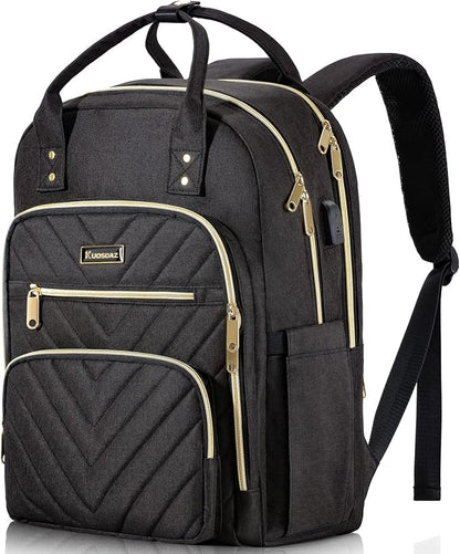 Laptop Backpack for Women Men, School Backpacks for Teens Girls Boys, 17.3 Inch Work Laptop Bag with USB Port Charging, Water Resistant College Bookbags for Girls, Black