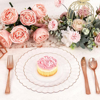 YOUBET 60PCS Rose Gold Plastic Plates