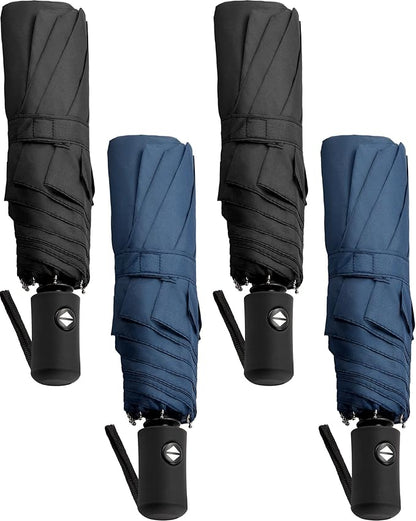 Yahenda 4 Pack Windproof Travel Umbrellas Bulk Automatic Open and Close Umbrella Folding Rain Umbrella for Men Women