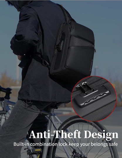 BASICPOWER Sling Bag for Men Women, Shoulder Crossbody Backpack with USB Port, Anti-theft Chest Bag for Business Travel Daily