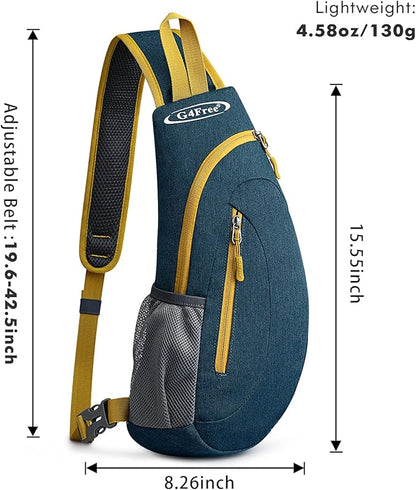 G4Free Sling Bag for Men Women, Small Crossbody Backpack Lightweight Chest Shoulder Bags for Travel, Outdoor and Sports (Dark blue)