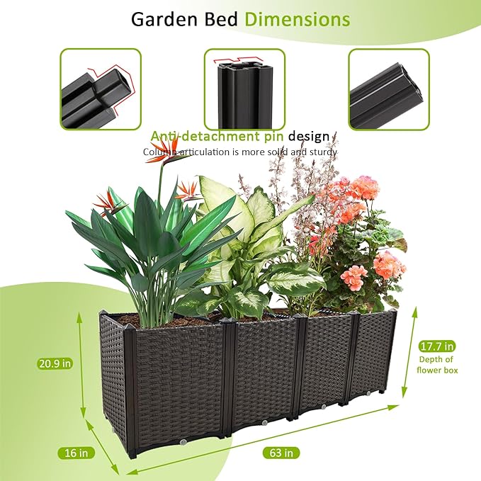 Large Planters for Outdoor Plants pots Elevated Garden Boxes Raised Garden Bed