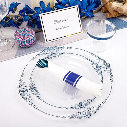175 Pcs Clear Blue Plates for Graduation | Blue Party Plates Set for 25 Guests