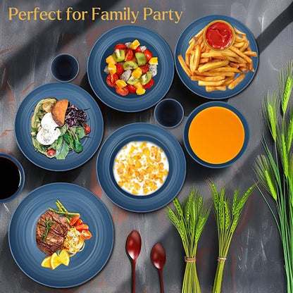 Wheat straw plates and bowls sets of 16