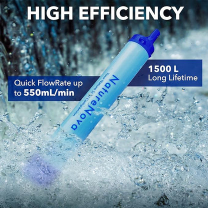 Personal Water Filter Straw Outdoor Portable Filtration Emergency Survival Gear Water Solutions Tactical Gear for Hiking Camping Accessories Travel Hunting Fishing Outing Backpacking