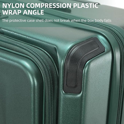 Premium Carry On Luggage, 29 Inch Top Opening Aluminum Frame Airline Approved ABS+PC Hard Shell Suitcases with Silent Wheels, TSA Lock, Front Pocket & Wet-dry Separated Six-piece set