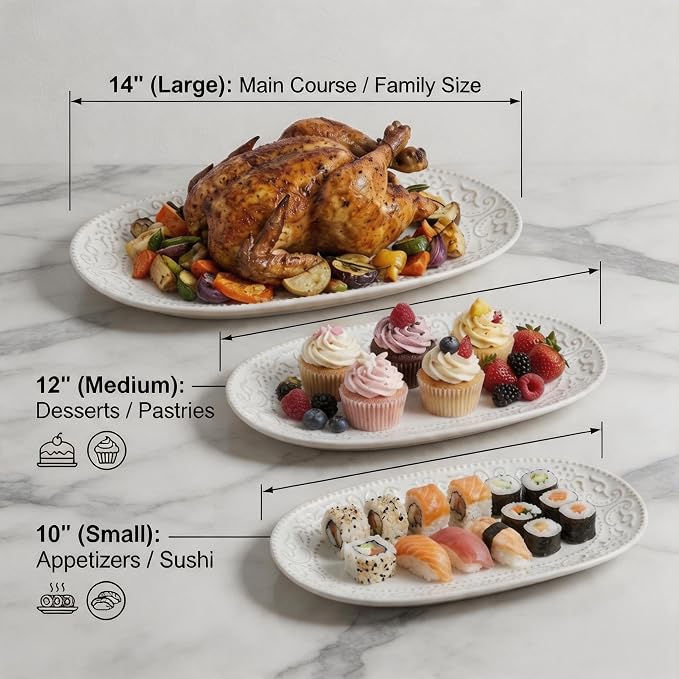 Serving Platters Set, Embossed Serving Trays