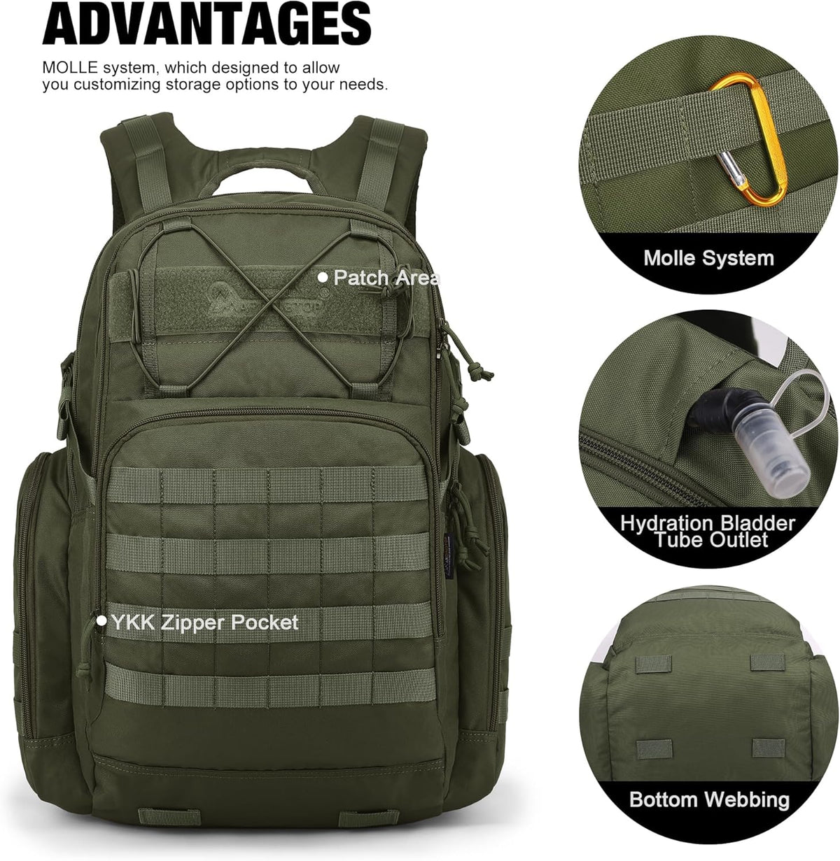 Mardingtop 40L Tactical Backpack for Men,Molle Military Backpack for Hiking,Travel,Camping, Hunting