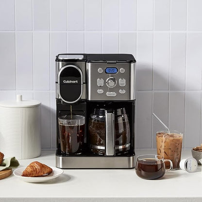 Cuisinart 12-Cup Coffee Maker, Single-Serve Brewer Glass Carafe, Automatic Hot & Iced Coffee Machine, Brew Strength Control and Brew Pause, SS-16, Stainless Steel