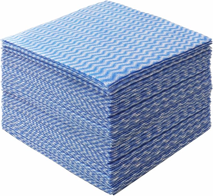 JEBBLAS 100Pcs Reusable Cleaning Cloths 11.8‘’x11.8‘’ Handi Wipes Reusable Cloths Dry Cleaning Cloths Dish Towel Dish Cloths Handy Cleaning Wipes, Blue