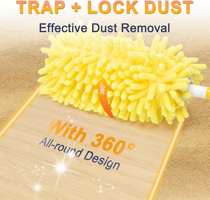 KeFanta Reusable Duster Refill for Swiffer, 360° Heavy Duty Duster Refills 8Pcs with 1 Handle, Washable Microfiber Dusters for Cleaning