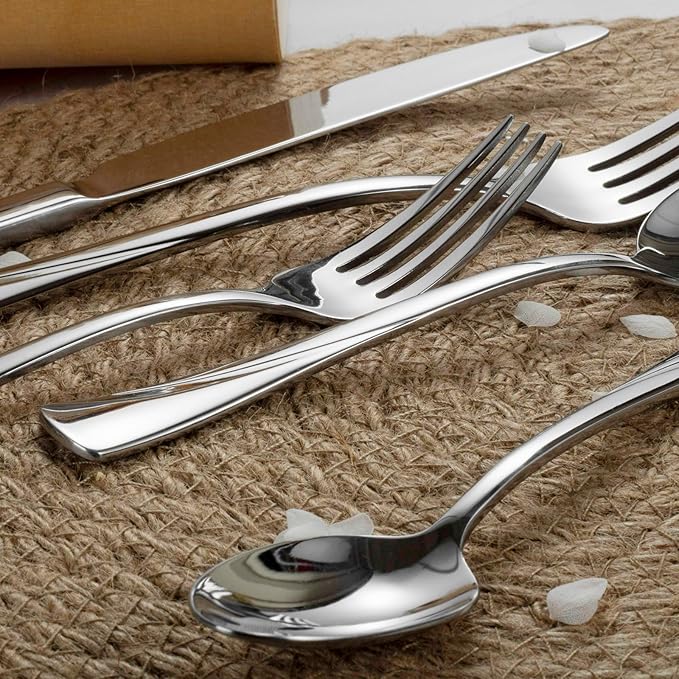Alata Alice 30-Piece Silverware Set Stainless Steel Flatware Set,Service for 6,Mirror Polished Cutlery Set,Dishwasher Safe