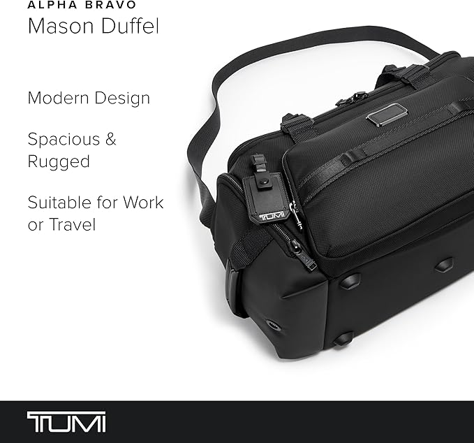 TUMI - Alpha Bravo Mason Duffel - Men's Weekender, Gym and Overnight Travel Bag - Fits Up To 15" Laptop - 11.0" X 19.5" X 10.3" - Black